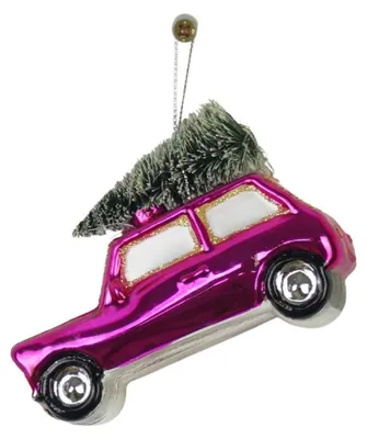 Productafbeelding van Versiering - Kerstornament - Roze auto / Kerstboom, 10x5x7 cm