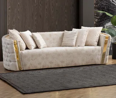 Zdjęcie produktu dla Ekskluzywna sofa ze stali nierdzewnej Nowoczesna sofa 3-osobowa Luksusowe meble do salonu