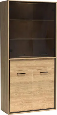 Produktbild von MIRJAN24 Vitrine Mediolan 03, Standvitrine, Stilvoll Vitrinenschrank (Hikora Natur)