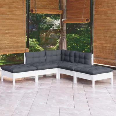 Image de Set de jardin Lounge Coussin Marron Miel Bois de Pin Salon de jardin Outdoor