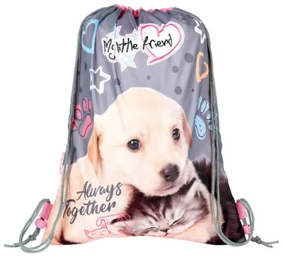 Produktbild von ST.MAJEWSKI Turnbeutel Sportbeutel Rucksack Tasche HUND KATZE MY LITTLE FRIEND leicht bunt Kinder Mädchen