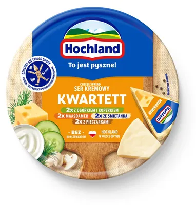 Zdjęcie produktu dla Hochland Kwartett Ser kremowy topiony w trójkącikach 180 g