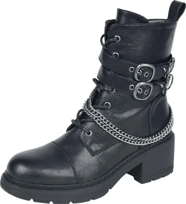 Produktbild von Rock Rebel by EMP Damen schwarze Boots mit Schnürung und optischer Kette EU38