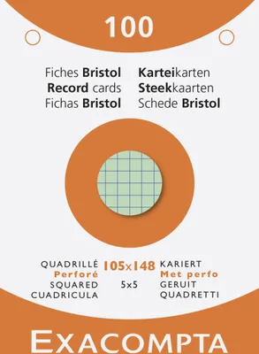 Produktbild von Exacompta 10x 100er Karteikarten kariert gelocht 105x148mm - sortiert - 13659E