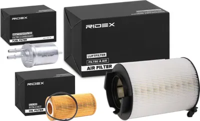 Produktbild von RIDEX Filterset Inspektionspaket Filtersatz für VW Golf V Schrägheck (1K1) TOURAN (1T1, 1T2) GOLF PLUS (5M1, 521) für AUDI A3 Sportback (8PA)
