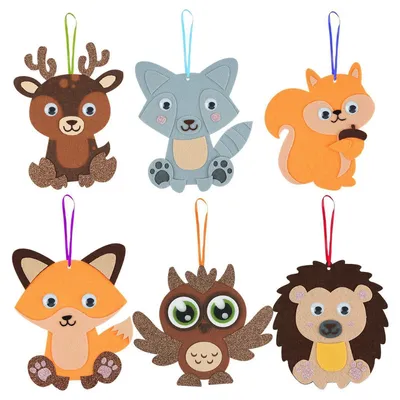 Produktbild von Herbst Bastelset für Kinder, 6er Set Moosgummi Aufkleber, Filz Bastelhandwerk, Eule, Igel, Fuchs, Hirsch