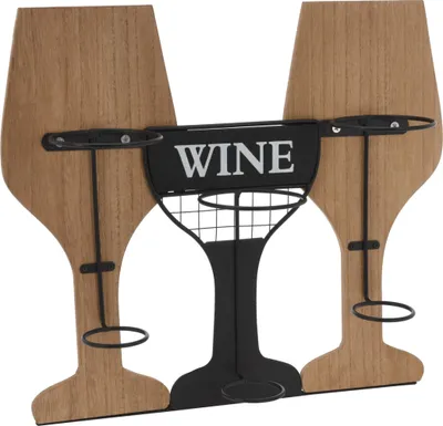 Produktbild von Weinflaschenhalter aus Holz und Metall 40x11x35 cm