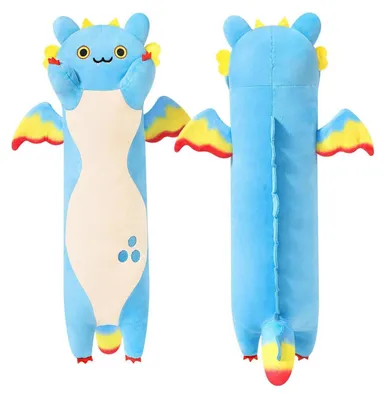 Immagine prodotto di Peluche a forma di drago, gatto, cuscino morbido, colore blu, 50 cm