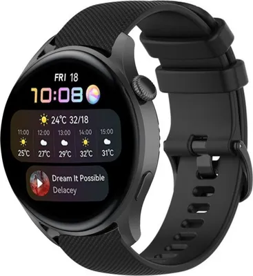 Produktbild von Strap-it Huawei Watch 3 (Pro) Luxus-Silikonarmband (Schwarz)