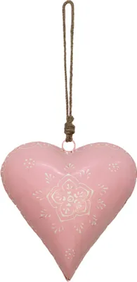 Zdjęcie produktu dla Clayre & Eef Świąteczna zawieszka serce 20x6x20 cm różowe żelazko