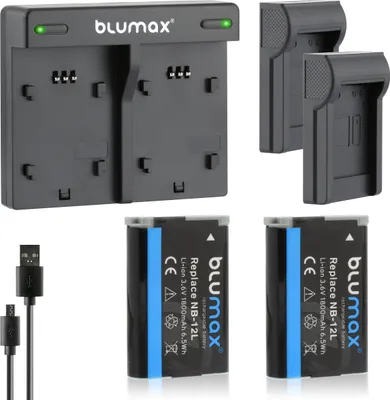 Produktbild von 2x Akku + Lader passend für Canon NB-12L  LEGRIA mini X VIXIA mini X 1800 mAh