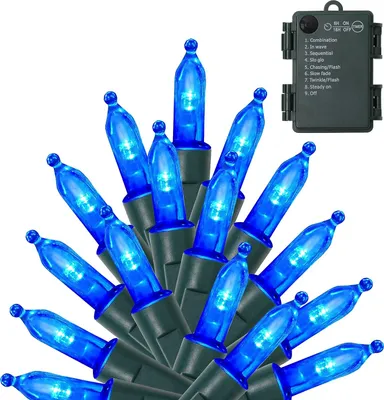 Produktbild von 5M LED Lichterkette Batterie Weihnachtsbaum Lichterkette Kabel grün 8 Modi mit Timer PVC Wasserdicht Innen Garten Party Weihnachten Deko, Blau