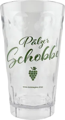 Produktbild von Pälzer Schobbe Dubbebecher 0,5 L – Pfalz Kunststoff Dubbeglas mit Aufdruck | Pfälzer Schorleglas für unterwegs