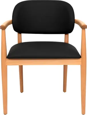 Produktbild von Schwarzer Lehnstuhl Designer Esszimmerstuhl Luxus Einsitzer Holzmöbel