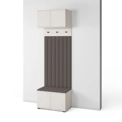 Produktbild von Garderoben-Set Napoli Version 15: Schuhschrank mit Polsterpaneelen, Hängeschrank für Flur und Eingangsbereich (Cashmere/Trinity 08)