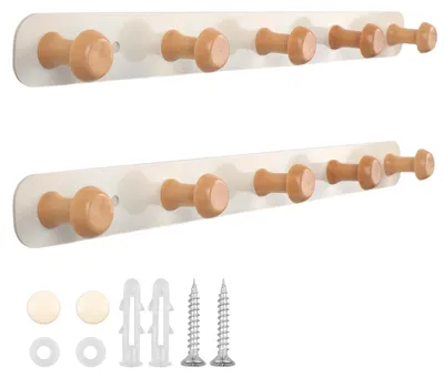Wandgarderobe 2er-Set mit 5 Haken, 36 cm, cremeweiß