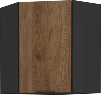 Produktbild von Kondela Oberer Eckküchenschrank Menzo 60x60 GN-72 1F - Schwarz / Walnuss