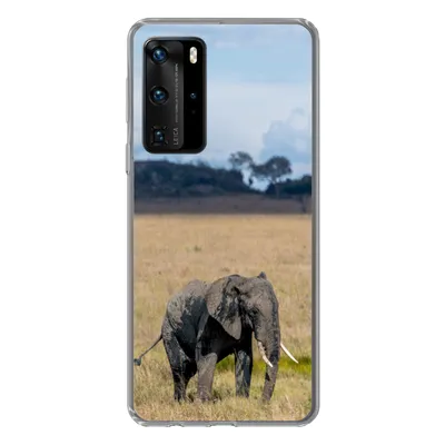 Produktbild von MuchoWow® Handyhülle Schutzhülle Hülle für Huawei P40 Pro Elefant - Gras - Tiere - Natur Silikon Softcase Handy Hülle - Schutz