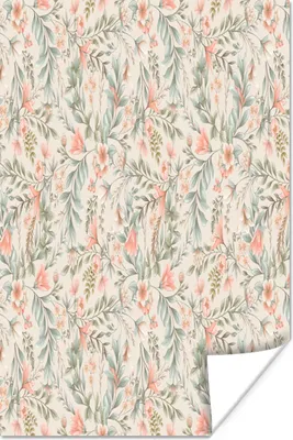 Produktbild von MuchoWow® Poster Blumen - Pastell - Blätter 120x180 cm - Kunstposter