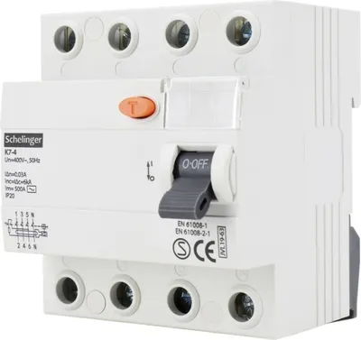 Produktbild von Fehlerstrom-Schutzschalter AC 4P 25A 30mA SCHELINGER A03-K7-4-25-030