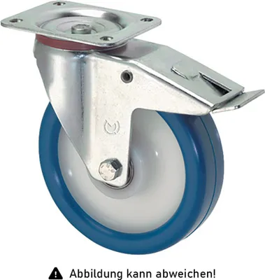 Produktbild von Rollcart Polyurethan- Lenkrollen Ø150x45mm mit Doppelstop und Kunststoff -Felge 300kg Tragkraft