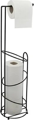 Zdjęcie produktu dla MSV Uchwyt na rolkę papieru toaletowego Holly Standing WxHxD: 15x62x15cm Wolnostojący uchwyt na rolkę papieru Elegancki uchwyt na rolkę papieru toaletowego jako zapasowy uchwyt na rolkę Czarny matowy