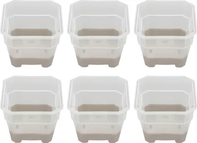 Image de 20Pcs Nursery Pot Planters Variety Pack Reusable Flower Plant Seed Pot Plastic Silicone Square Transparent Grey