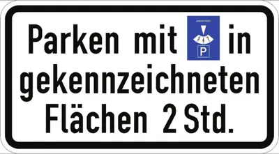Produktbild von Verkehrsschild VZ1040-33, Parken mit Parkscheibe in gekennzeichneten ..., Alu...