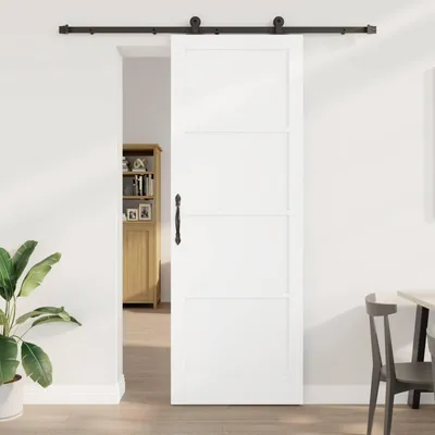 Produktbild von Möbel Schiebetür Weiß und Schwarz 83 x 232 cm Massives KiefernholzHaustüren - Haustüren c6208