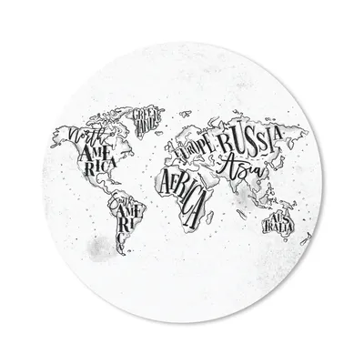Produktbild von MuchoWow® Mauspad Mousepad Weltkarte - Schwarz - Weiß - Buchstaben 30x30 cm - Mousepads - Maus Mat - Pad - Mausunterlage - Tischunterlage - Schreibtischmatten