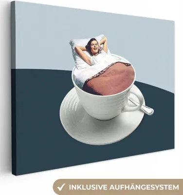 Obrázek produktu pro OneMillionCanvasses® - Plátno - Žena - Káva - Vintage, nástěnná malba, nástěnné dekorace obrazy obývací pokoj, 80x60cm
