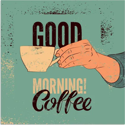 Produktbild von MuchoWow® Poster Kaffee - Zitate - Retro - Guten Morgen! Kaffee - Zitate 50x50 cm - Wohnzimmerdekoration