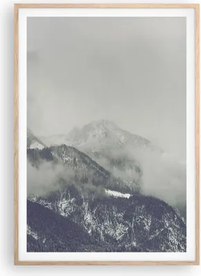 Produktbild von Gerahmtes Poster - Rahmen in heller Eiche - Berge Wald Nebel - 70x100 cm - Wand Bild - Wanddeko - Wandbilder - Wandposter - Bilderrahmen - Bilder - Kunstdruck - Wandbild - P2NPA70x100-4270