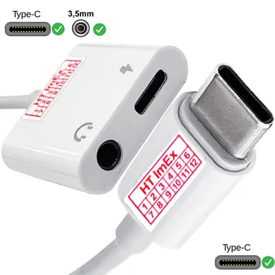 Produktbild von Adapter kompatibel mit iPhone 15 Pro, 16 Pro 2in1 Dual Jack 3,5mm Klinke Laden Kopfhörer