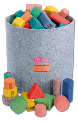 Produktbild von Korxx Bausteine Set mit 56 Korkbausteinen in Filzbox ab 1 Jahr