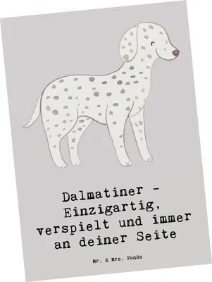 Produktbild von Mr. & Mrs. Panda Grußkarte Dalmatiner Freund - Grau Pastell - Geschenk, Hunderassen, Hund, Ansichtskarten, bildkarte, Postkarten, Ansichtskarte, Hunderasse, Postkarte