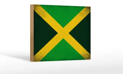Produktbild von Holzschild Flagge Jamaika 18x12 cm Flag of Jamaica Vintage Dekoration