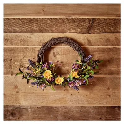 Produktbild von Halbkranz mit Wildblumen für den Innenbereich 50cm Sommerdeko
