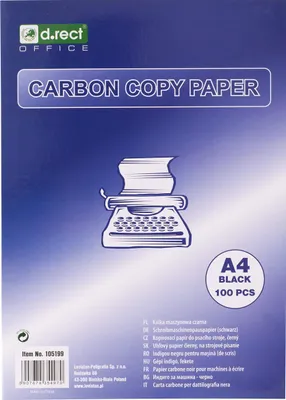 Produktbild von D.RECT Kohlepapier für Schreibmaschine, DIN A4, Maschindurchschreibepapier, CARBON COPY PAPER, schwarz, 100 Blatt