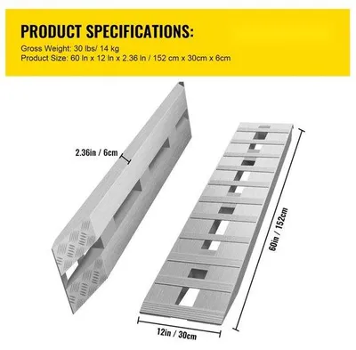 Immagine prodotto di rampe in alluminio 1520 x 305 mm - 2 pezzi. Rampe di carico per ATV - Capacità di 6000 lbs / 2722 kg - Altezza di carico fino a 406 mm / 16 pollici.