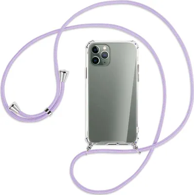 Produktbild von Handykette Backcover-Schutzhülle mit Band (Metall silberfarben) für Apple iPhone 11 Pro - violett