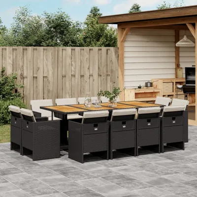 Produktbild von Möbel 13-tlg. Garten-Essgruppe mit Kissen Schwarz Poly Rattan - Balkonmöbel 3277814
