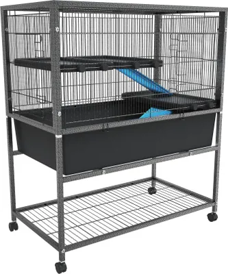 Produktbild von JOIEYOU Hamsterkäfig Meerschweinchen Käfig 88x48x102 cm Kleintierkäfig Rattenkäfig mit Sicherheitsschlösser, Leiter, Lagerregal und Rollen Hamster Käfig Nagerkäfig Kleintierstall