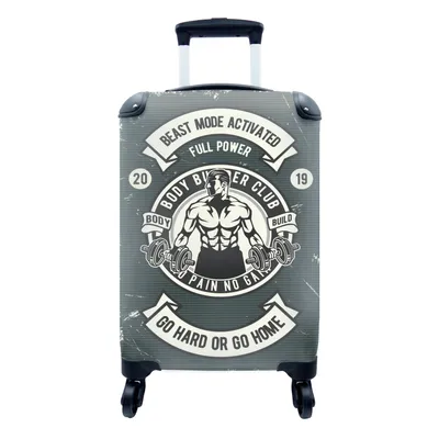 Produktbild von MuchoWow® Koffer Handgepäck Trolley Rollkoffer Kleine Reisekoffer mit 4 Rollen - Mancave - Gewichte - Sport - Retro - Zitate - Cabin Size < 55x40x23 cm & 55x40x20 cm - Fotokoffer - Kabinenkoffer - Boardgepäck - Reise-Box - Reisekoffer - Reisegepäck - Koffer mit Bild - Trolley für Kinder