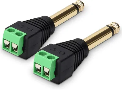 Produktbild von kwmobile 2x 6,35mm Klinkenstecker Adapter - Klinke auf 2-Pin Audio Kabel Terminal Block Set - Terminalblock 6.35mm Klinke 2-polig - Schraubbefestigung