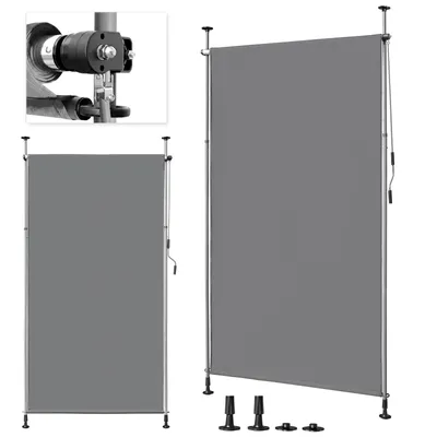 Obrázok produktu pre LEADZM Vertikálna markíza, pripevňovacia markíza, 150x270x(210-310) cm, vertikálna markíza, balkónová markíza, slnečná markíza, ochrana pred slnkom, ochrana súkromia, výsuvná - sivá