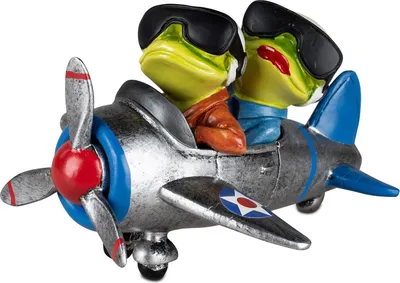 Produktbild von formano Froschpaar im Oldtimer Dekofigur | Handbemalte Polyresin-Figur 18 x 8 cm