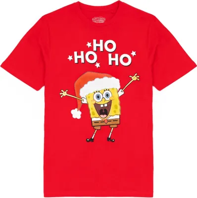 Obrázok produktu pre SpongeBob SquarePants - "Ho Ho Ho" tričko pre mužov - vianočný dizajn NS7295 (L) (červená)