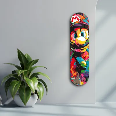 Produktbild von Wallity, Mario Fan Art, Dekorative Malerei aus gehärtetem Glas, Mehrfarbig, 100 % gehärtetes Glas, 20 x 80 cm