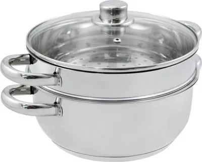 Image de Cuit Vapeur BAUMALU 24 cm, Acier Inoxydable, 2 Corps, Gris
